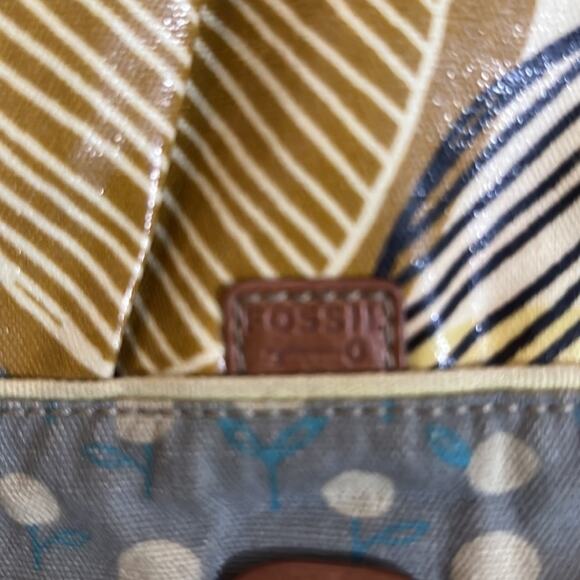 Fossil Key Per “Retro Leaves” Coated Canvas School/Messenger/Travel/Diaper Bag - Picture 5 of 9